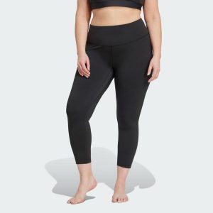 Legginsy All Me 7/8 (Plus Size). Czarne legginsy ADIDAS, bez wzorów, z materiału. Za 279,00 zł.