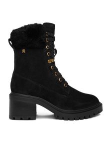 Tommy Hilfiger Trzewiki Th Shearling Lace Up Boot FW0FW08999 Czarny. Czarne buty zimowe TOMMY HILFIGER, ze skóry, bez obcasa, na słupku, bez zapięcia. Za 999,99 zł.