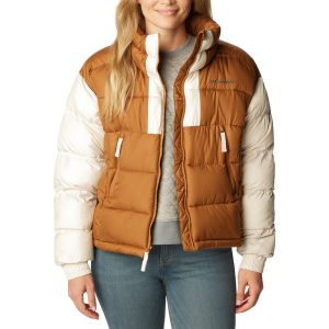 Kurtka puchowa damska Columbia Pike Lake II Cropped. Brązowe kurtki Columbia, xs, bez wzorów, z puchu, bez kaptura. Za 399,99 zł.