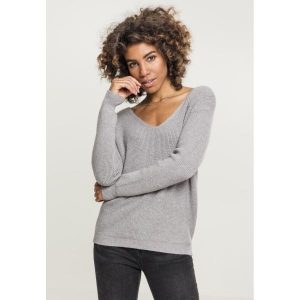 Bluza damska duże rozmiary Urban Classic back lace up. Szare bluzy Urban Classics, bez wzorów, bez kaptura. W wyprzedaży za 210,00 zł.