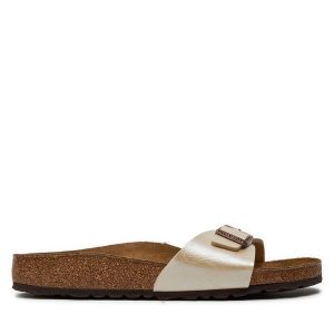Klapki Birkenstock. Brązowe klapki Birkenstock, bez wzorów, bez obcasa. Za 309,99 zł.