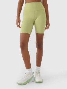 SPODENKI DAMSKIE 4F TRENINGOWE LEGGINSY KRÓTKIE KOLARKI KOLOR ZIELONY. Zielone legginsy 4f, bez wzorów, z materiału, krótkie. Za 99,99 zł.