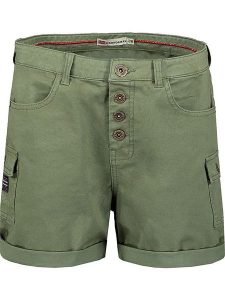 Geographical Norway Bermudy "Polla" w kolorze khaki rozmiar: XXL. Brązowe szorty Geographical Norway, z aplikacjami, ze skóry. Za 79,03 zł.