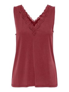 ONLY Top w kolorze bordowym rozmiar: M. Czerwone topy ONLY, m, bez wzorów, z koronki, bez kołnierzyka, bez ramiączek. Za 43,88 zł.