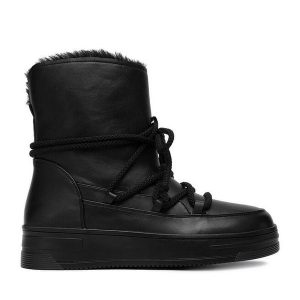 Śniegowce DeeZee. Czarne buty zimowe DeeZee, bez obcasa, bez zapięcia. Za 199,99 zł.