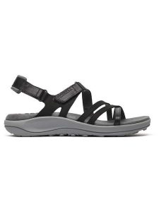 Merrell Skórzane sandały "Harbor Backstrap" w kolorze czarno-szarym rozmiar: 41. Czarne sandały Merrell, bez wzorów, z otwartym noskiem, bez obcasa, bez zapięcia. Za 180,06 zł.