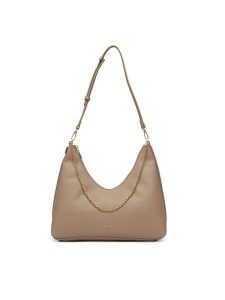 Calvin Klein Torebka Emblem Hw Pebble Shoulder Bag LV04F3495G Beżowy. Brązowe torebki klasyczne Calvin Klein, bez wzorów, ze skóry, bez dodatków. Za 569,99 zł.