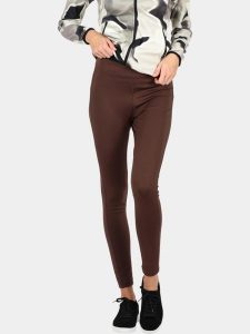 Legginsy damskie Luhta Ikkamo. Brązowe legginsy Luhta, bez wzorów, z materiału. Za 339,00 zł.