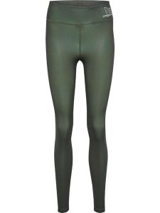 Legginsy damskie Hummel Te Fundamental. Zielone legginsy Hummel, bez wzorów, z dzianiny, z standardowym stanem. Za 162,40 zł.