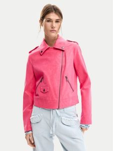 Desigual Kurtka z imitacji skóry Lolly 26SWEW06 Różowy Regular Fit. Czerwone kurtki Desigual, m, bez wzorów, ze skóry, bez kaptura. Za 569,99 zł.