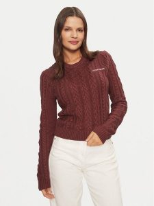 Guess Jeans Sweter W4BR13 Z3HN2 Bordowy Regular Fit. Czerwone swetry klasyczne Guess Jeans, l, z jeansu, bez kołnierzyka. Za 479,99 zł.