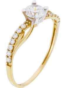 OR ÉCLAT Złoty pierścionek "Coup de foudre" z cyrkoniami rozmiar: 60. Białe pierścionki OR ÉCLAT, z cyrkonią, złote. Za 600,99 zł.