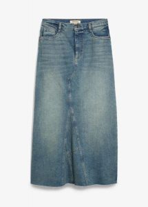 Spódnica dżinsowa maxi ze średnim stanem. Niebieskie spódnice bonprix, bez wzorów, maxi. Za 149,99 zł.