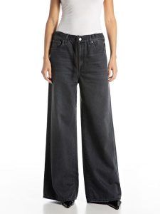Replay Dżinsy - Wide Leg fit - w kolorze czarnym rozmiar: W33/L32. Czarne jeansy Replay, z aplikacjami. Za 334,95 zł.