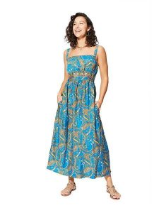 Aller Simplement Sukienka w kolorze niebiesko-żółtym rozmiar: 34/36. Niebieskie sukienki Aller Simplement, bez wzorów, klasyczne, bez kołnierzyka, bez ramiączek, maxi. Za 65,99 zł.