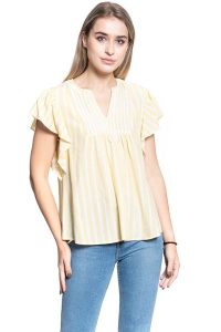 BLUZKA DAMSKA MUSTANG Enza Stripe Blouse 1009468 11697. Bluzki Mustang, s, bez wzorów, bez kołnierzyka, bez ramiączek. W wyprzedaży za 39,99 zł.