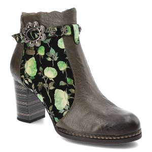 Zielone Botki Laura Vita Eleganckie Buty Na Obcasie. Zielone botki LAURA VITA, bez wzorów, z materiału, bez obcasa, na obcasie, bez zapięcia. Za 549,00 zł.
