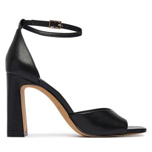 Sandały Aldo. Czarne sandały ALDO, bez wzorów, bez obcasa, na słupku, bez zapięcia. Za 409,99 zł.