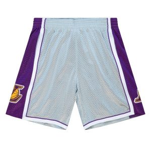 Krótka koszulka NBA Los Angeles Lakers 75th NBA 2009. Niebieskie szorty MITCHELL & NESS, bez wzorów, sportowe. W wyprzedaży za 270,50 zł.