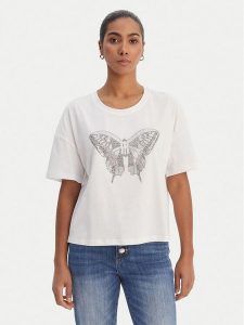 Fracomina T-Shirt FR26ST3046J401N5 Biały Regular Fit. Białe t-shirty Fracomina, l, bez wzorów, z bawełny, bez kołnierzyka, bez ramiączek. Za 239,99 zł.