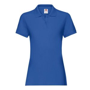Damska Koszulka Polo Premium Plain. Niebieskie koszulki sportowe FRUIT OF THE LOOM, bez wzorów, bez ramiączek. Za 55,99 zł.