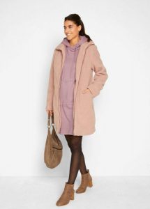 Sukienka dresowa z mieszanki bawełny. Brązowe sukienki bonprix, bez wzorów, z bawełny, bez kołnierzyka, bez ramiączek. Za 109,99 zł.