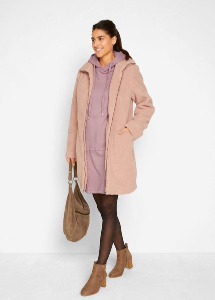 Sukienka dresowa z mieszanki bawełny. Brązowe sukienki bonprix, bez wzorów, z bawełny, bez kołnierzyka, bez ramiączek. Za 109,99 zł.