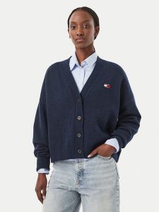 Tommy Jeans Kardigan Fluffy Badge DW0DW23830 Granatowy Regular Fit. Niebieskie kardigany Tommy Jeans, z jeansu. Za 449,99 zł.