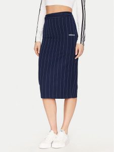 Adidas Spódnica ołówkowa Pinstripe JD2576 Granatowy Slim Fit. Niebieskie spódnice ADIDAS, bez wzorów, z bawełny. Za 219,99 zł.