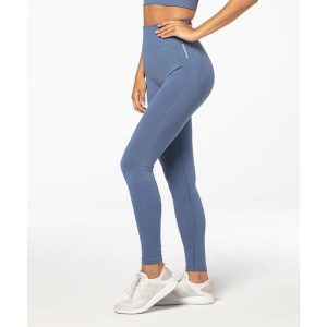 Legginsy bezszwowe sportowe dla kobiet Carpatree Vibe z wysokim stanem. Niebieskie legginsy Carpatree, bez wzorów, z materiału, z podwyższonym stanem, długie. Za 97,99 zł.