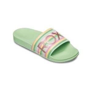 Klapki basenowe damskie Roxy SLIPPY II. Zielone klapki Roxy, bez wzorów, z materiału, bez obcasa. Za 99,99 zł.