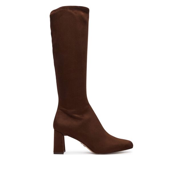 Kozaki Steve Madden. Brązowe kozaki Steve Madden, bez wzorów, bez obcasa, na płaskiej podeszwie, bez zapięcia. Za 599,99 zł.