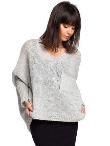 Be Wear Sweter w kolorze jasnoszarym rozmiar: onesize. Szare swetry oversize Be Wear, bez wzorów, z wełny, bez ramiączek. Za 149,45 zł.