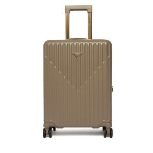 Walizka kabinowa Guess. Brązowe walizki Guess, z aplikacjami. Za 649,99 zł.