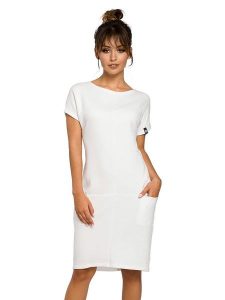 Be Wear Sukienka w kolorze kremowym rozmiar: S. Brązowe sukienki Be Wear, na co dzień, s, bez wzorów, bez kołnierzyka, bez ramiączek, midi, proste. Za 184,46 zł.