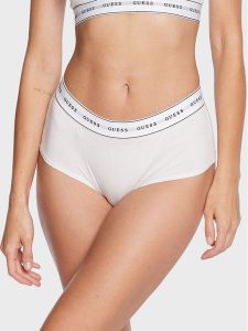 Guess Figi brazylijskie Carrie O97E03 KBBU1 Biały. Białe figi Guess, z aplikacjami, z bawełny. Za 59,99 zł.