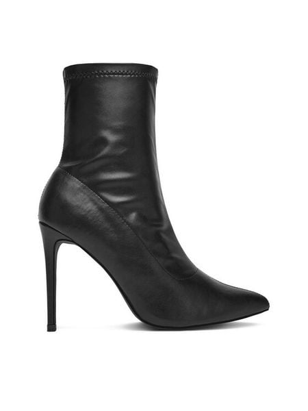 DeeZee Botki MM220168 Czarny. Czarne botki DeeZee, bez wzorów, z materiału, bez obcasa, na szpilce, bez zapięcia. Za 149,99 zł.