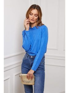 So Cachemire Koszulka "Funel" w kolorze niebieskim rozmiar: S. Niebieskie bluzki So Cachemire, s, bez wzorów, z kaszmiru, bez kołnierzyka, bez ramiączek. Za 101,23 zł.