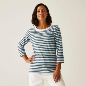 Koszulka do chodzenia z rękawem 3/4 damska Bayletta II. Białe bluzki Regatta, bez wzorów, z polaru, sportowe, bez kołnierzyka, bez ramiączek. W wyprzedaży za 95,20 zł.