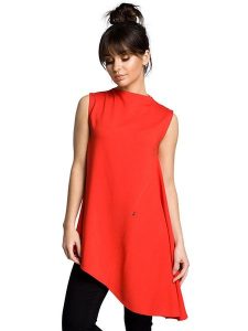 Be Wear Top w kolorze czerwonym rozmiar: S. Czerwone topy Be Wear, s, bez wzorów, z bawełny, z asymetrycznym kołnierzem, bez ramiączek. Za 92,45 zł.