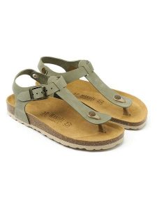 Mandel Skórzane sandały "Leon" w kolorze khaki rozmiar: 39. Brązowe sandały Mandel, bez wzorów, z nubiku, z otwartym noskiem, bez obcasa, bez zapięcia. Za 130,99 zł.