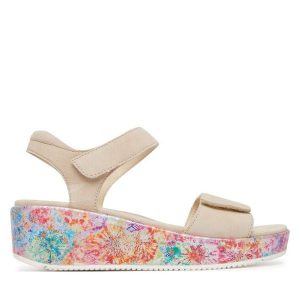 Sandały Ara. Brązowe sandały Ara, bez wzorów, bez obcasa, na koturnie, bez zapięcia. Za 429,99 zł.