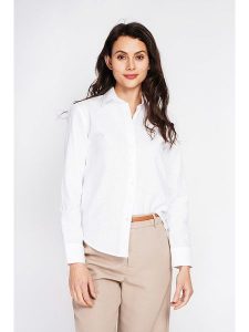 ASSUILI Lniana koszula w kolorze białym rozmiar: 38. Białe koszule Assuili, bez wzorów, ze lnu, bez kołnierzyka, bez ramiączek. Za 173,99 zł.