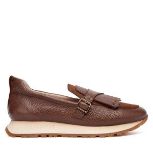 Półbuty Hispanitas. Brązowe półbuty Hispanitas, bez wzorów, bez obcasa, na płaskiej podeszwie, bez zapięcia. Za 439,99 zł.