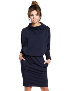 Be Wear Sukienka w kolorze granatowym rozmiar: L/XL. Niebieskie sukienki Be Wear, l, bez wzorów, bez kołnierzyka, bez ramiączek, midi. Za 69,95 zł.