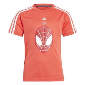 Koszulka adidas x Marvel Spider-Man. Białe bluzki ADIDAS, bez wzorów, z materiału, sportowe, bez kołnierzyka, bez ramiączek. Za 139,00 zł.
