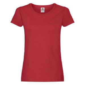 Oryginalna Koszulka Damska. Czerwone bluzki FRUIT OF THE LOOM, m, bez wzorów, sportowe, bez kołnierzyka, bez ramiączek. Za 28,99 zł.