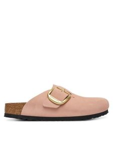 Birkenstock Klapki Boston Big Buckle 1031883 Różowy. Czerwone klapki Birkenstock, bez wzorów, z nubiku, bez obcasa. Za 483,99 zł.