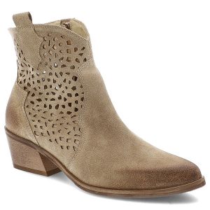 Beżowe Kowbojki Armodo Eleganckie Obuwie Damskie Na Obcasie. Brązowe botki Armodo, z jeansu, bez obcasa, na obcasie, bez zapięcia. Za 429,00 zł.