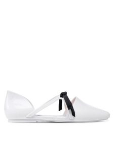 Melissa Baleriny Pointy Stripe Jason 33435 Biały. Białe balerinki Melissa, bez wzorów, z tworzywa sztucznego, bez obcasa, bez zapięcia. Za 229,99 zł.